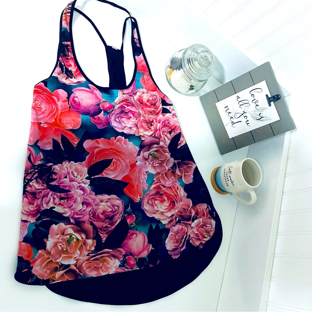 lululemon athletica Floral Racerback Tank in Pink and Black